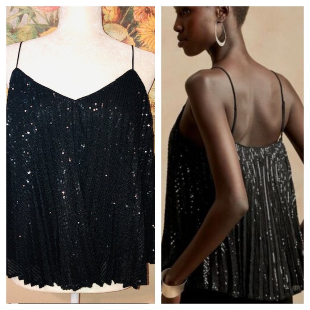 Sz XS Banana Republic Black Sequins Camisole 77529
